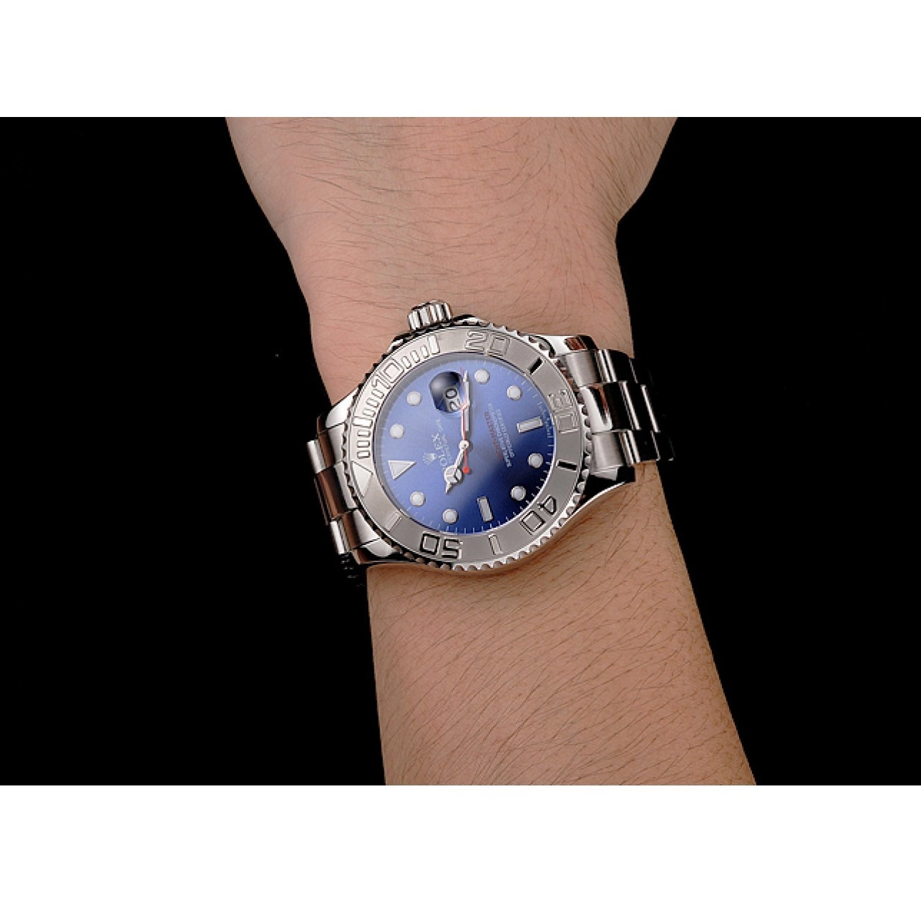 Aaa replica watch Yacht-Master Stainless Rolex And Steel Dial Case Bracelet Blue 0713